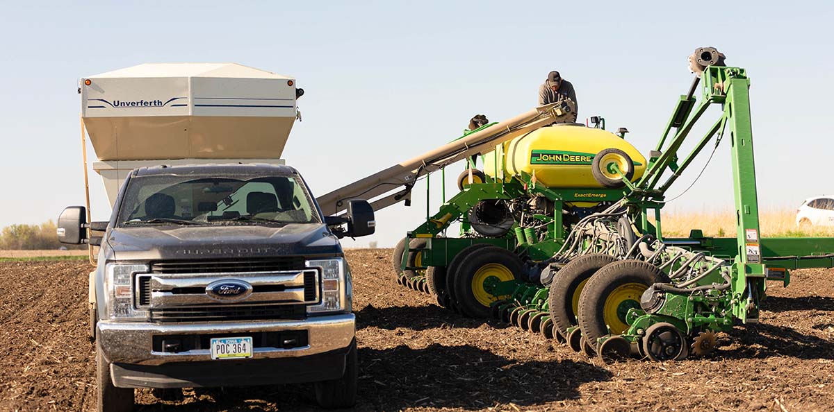 Loading planter with soybeans