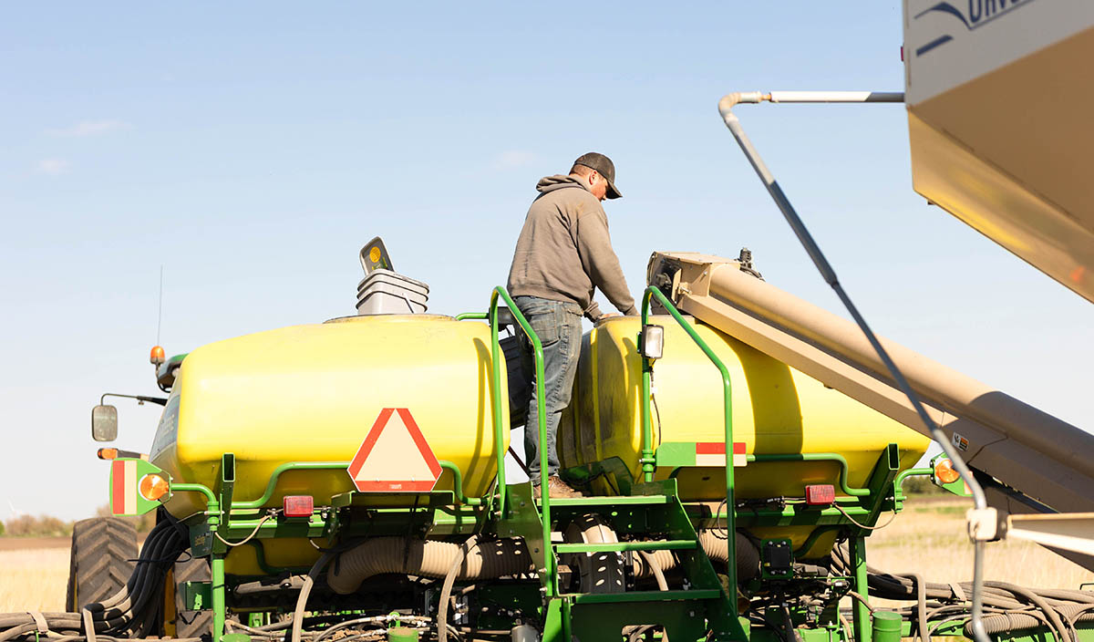 Brock Grubbs during planting season in Iowa