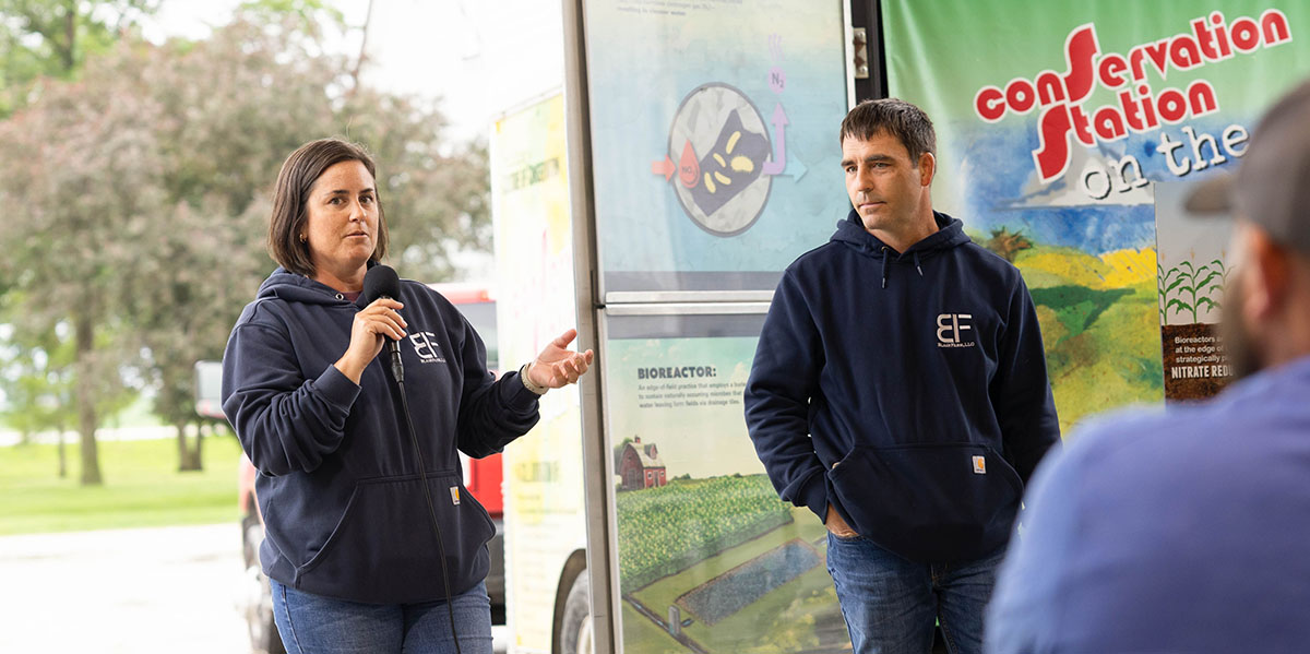 AJ and Kellie Blair Two farmers speaking at event