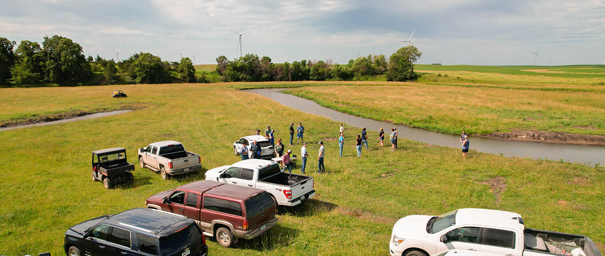 Drone photo of oxbow field day