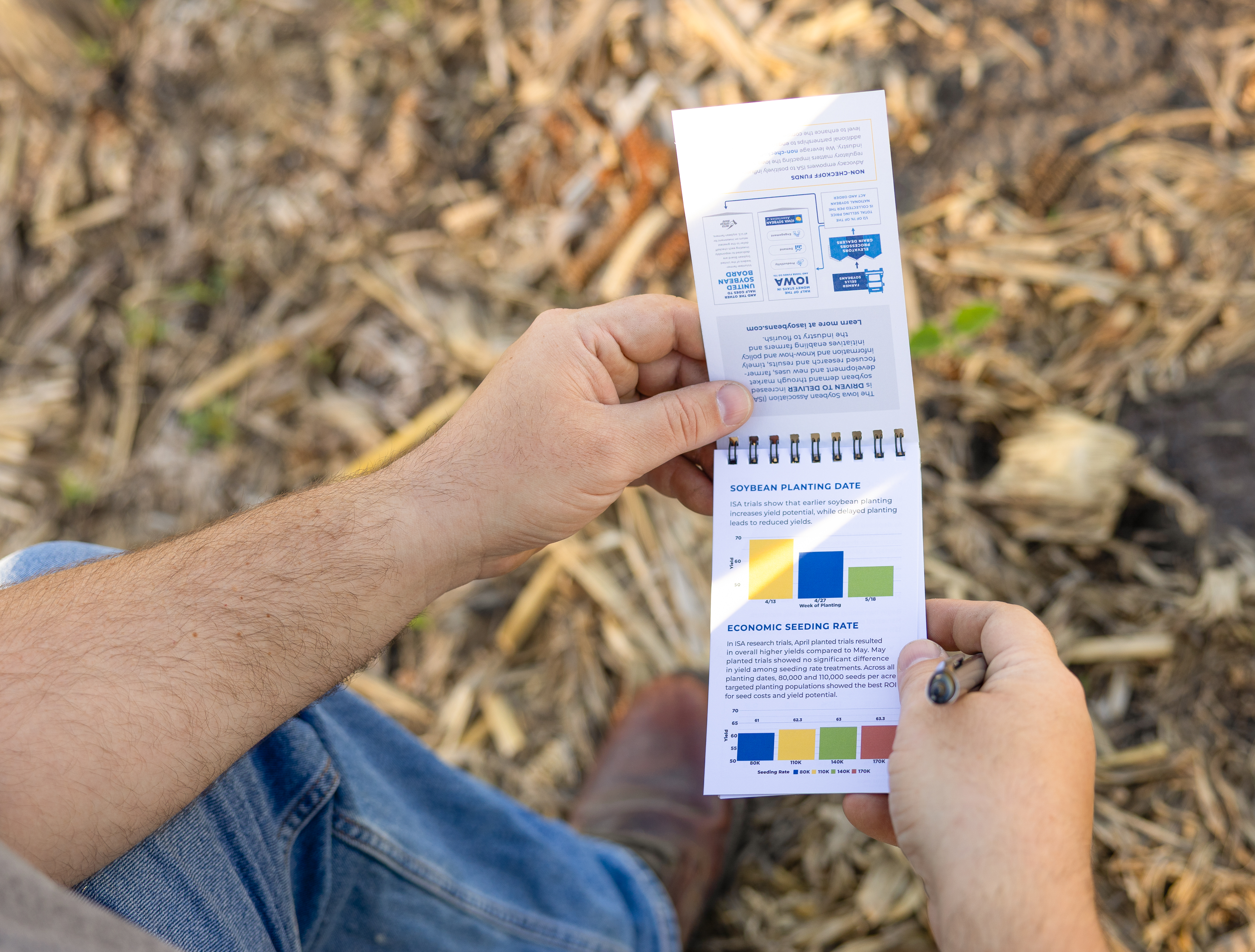 Agronomist viewing field guide