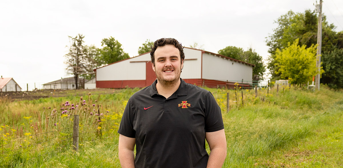 Sam Everhart in a field