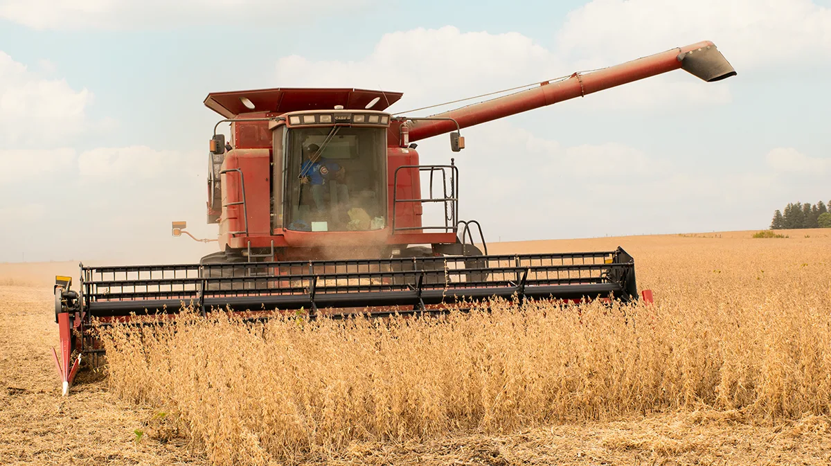 Combine rolls through field