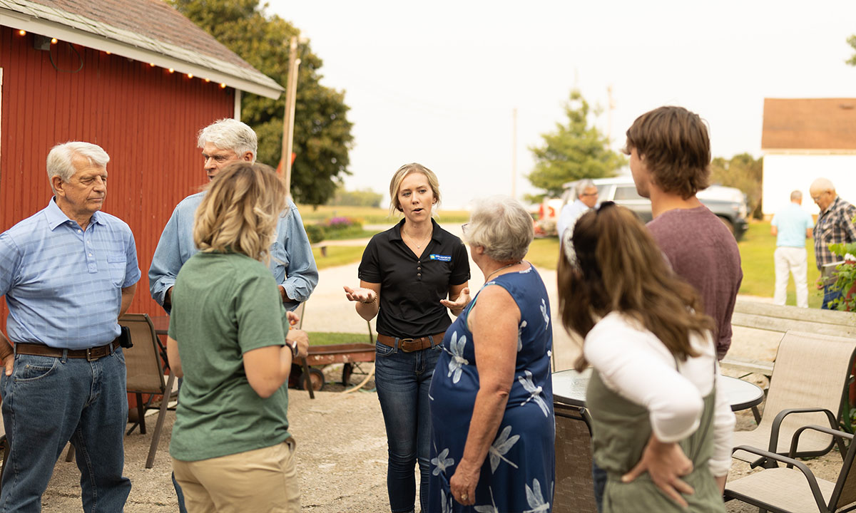 ISA producer services coordinator addresses farmer-members at 99 Bottles Winery and Vineyard