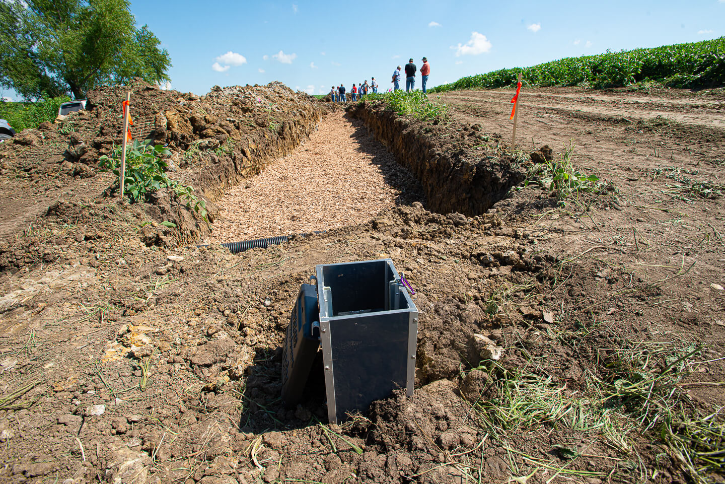 A bioreactor being installed on a recently excavated si