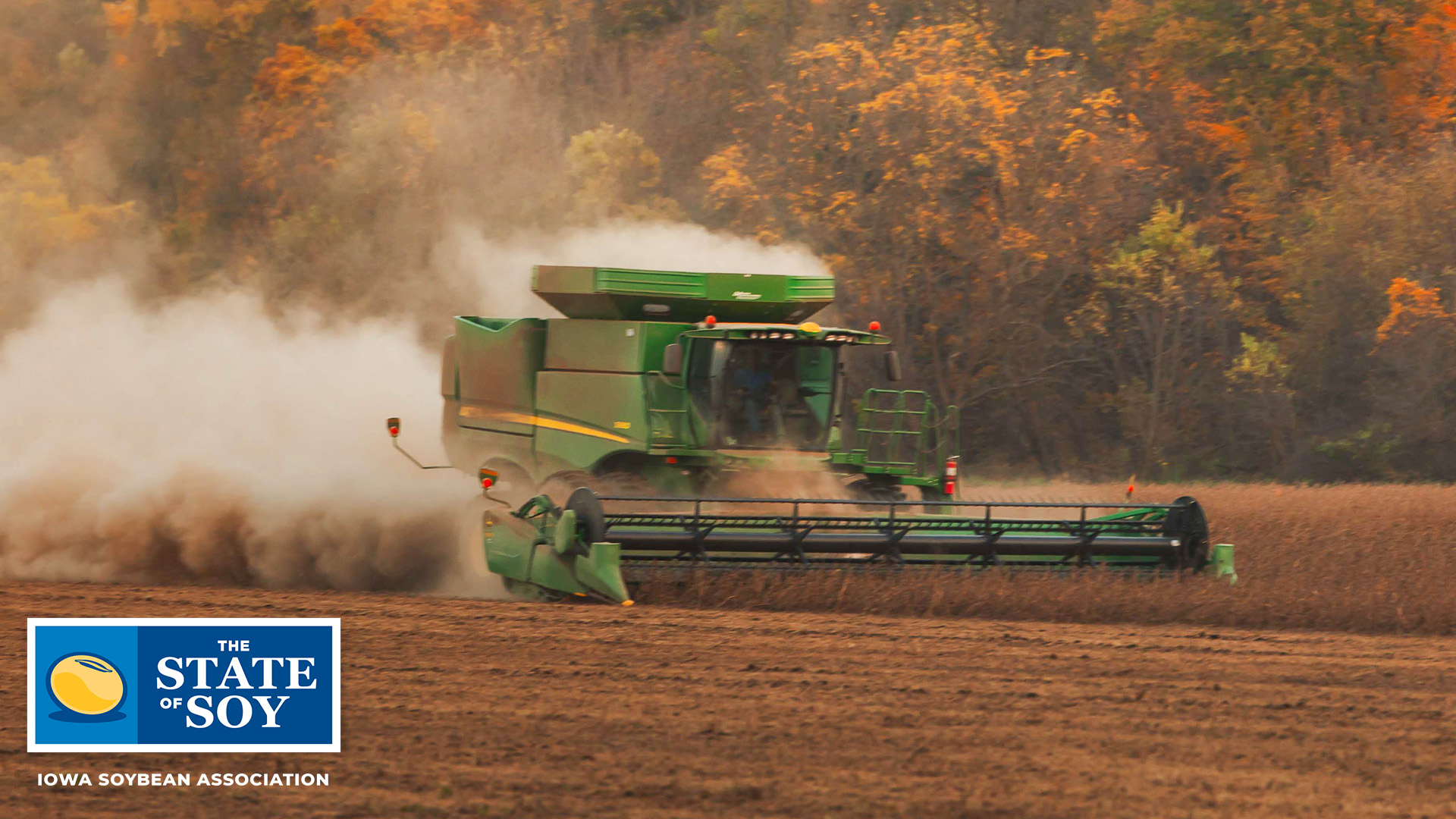 John Deere combine in field