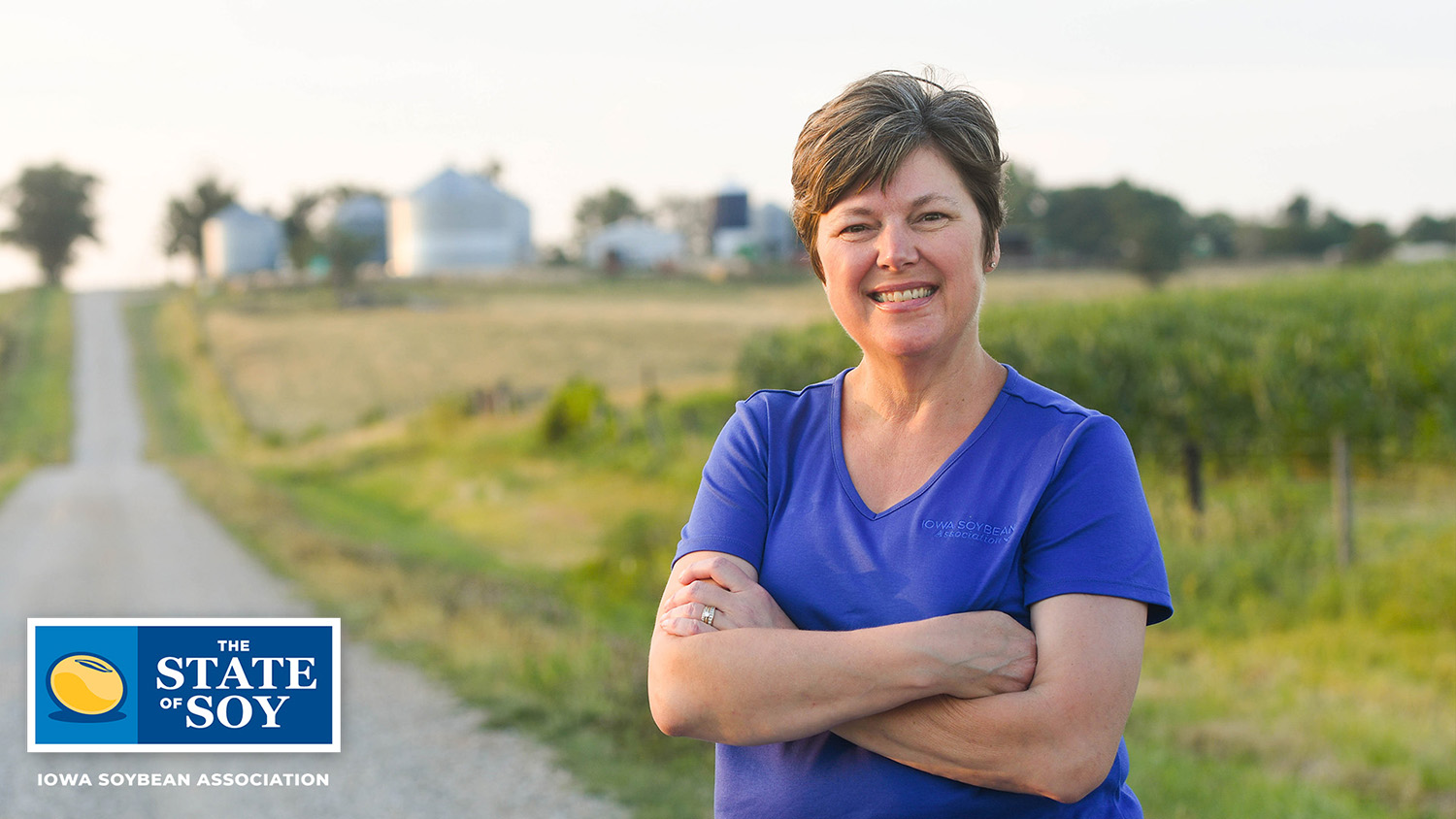 Iowa Soybean Association member on her farm