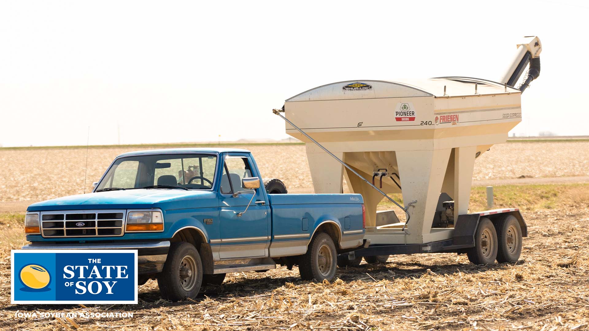 Seed wagon attached to truck