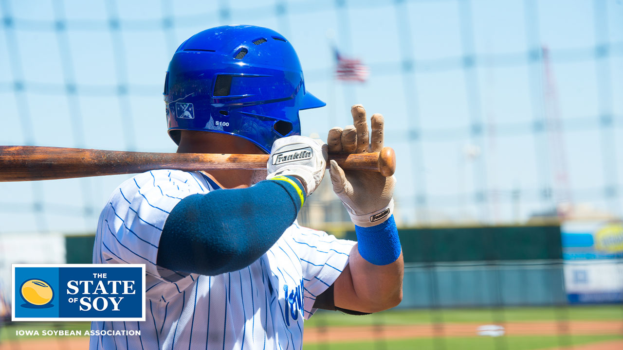 Iowa Cubs baseball player at bat