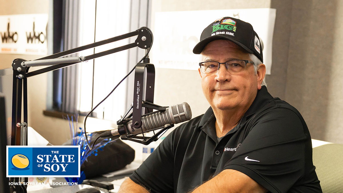 Man sitting in broadcast studio