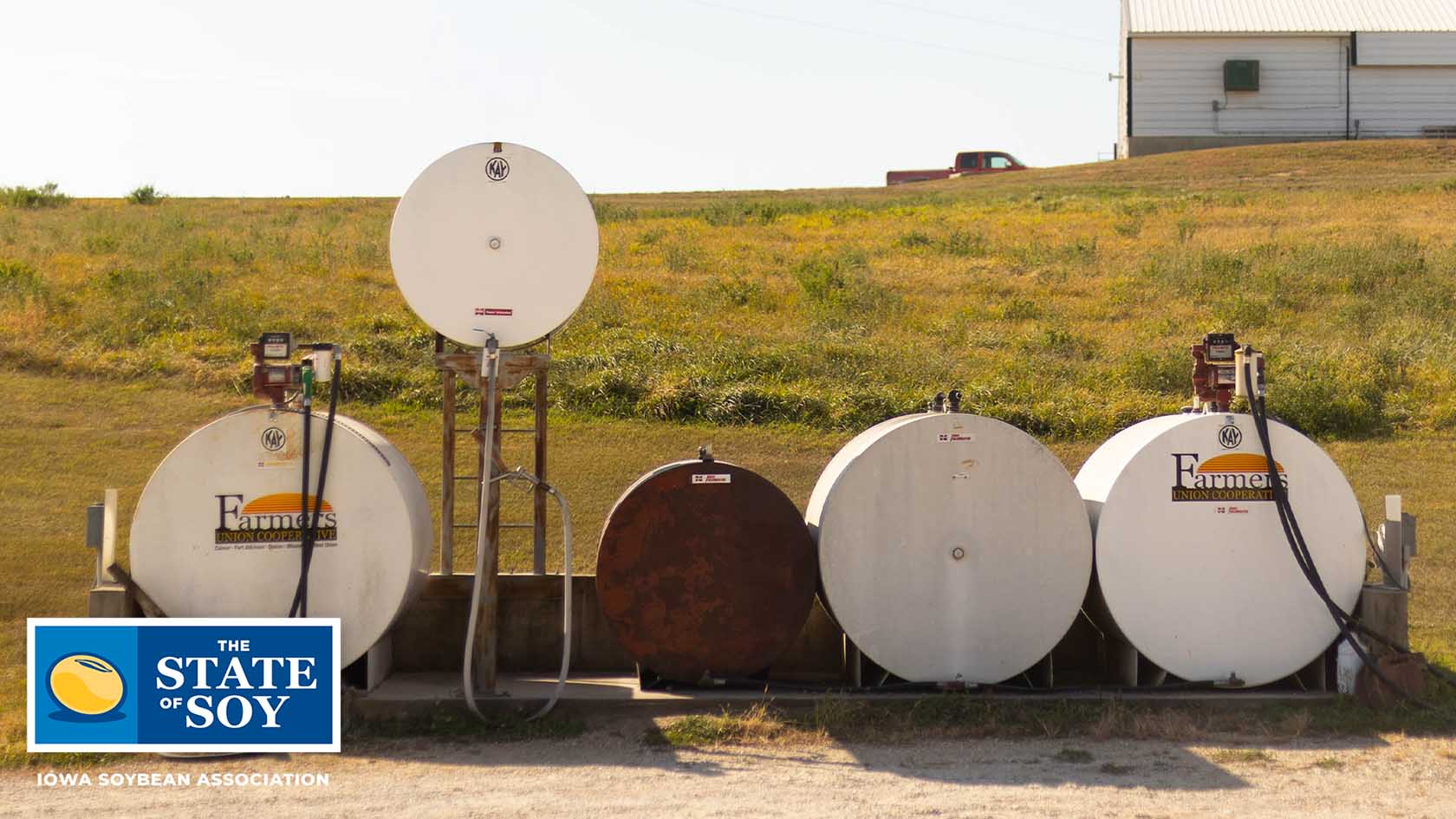 Fuel tanks sitting near farm