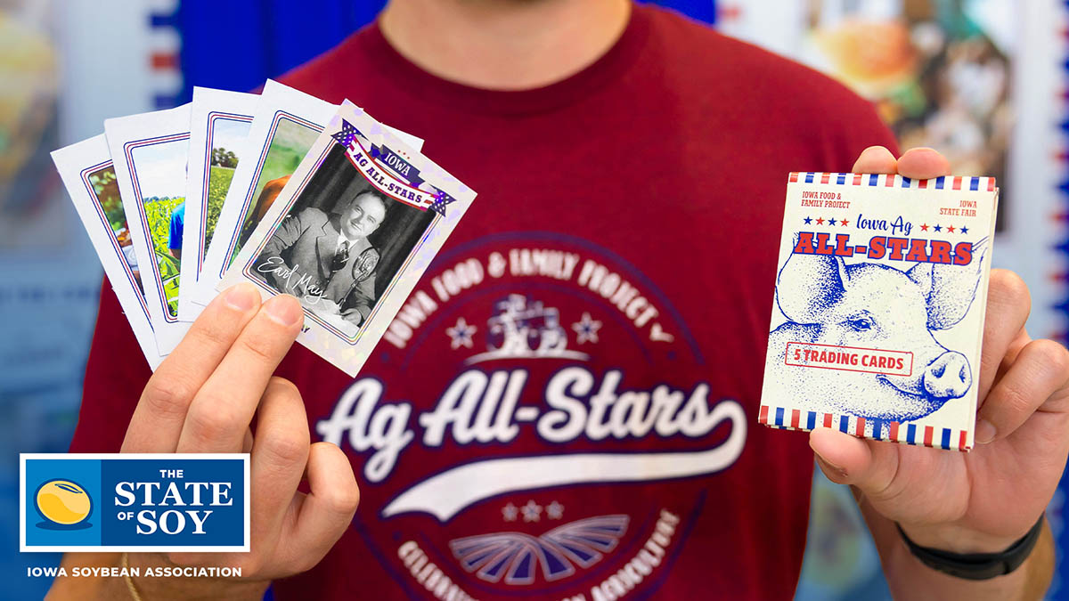 Various trading cards of Iowa ag all-stars