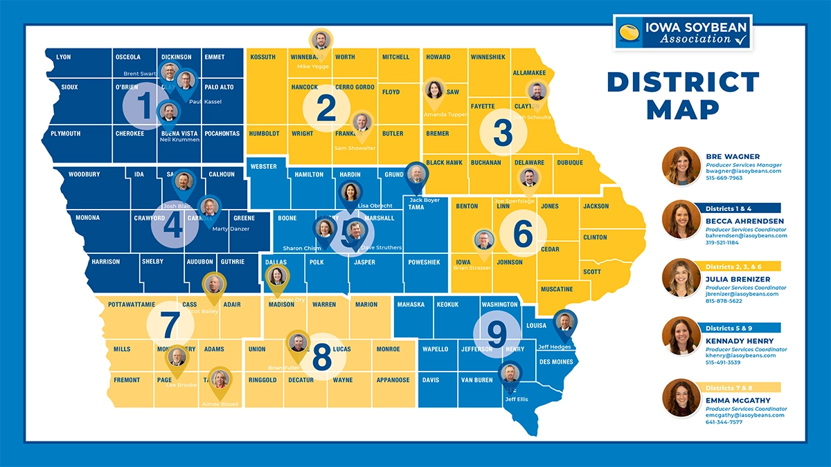 Map showing directors and where they farm