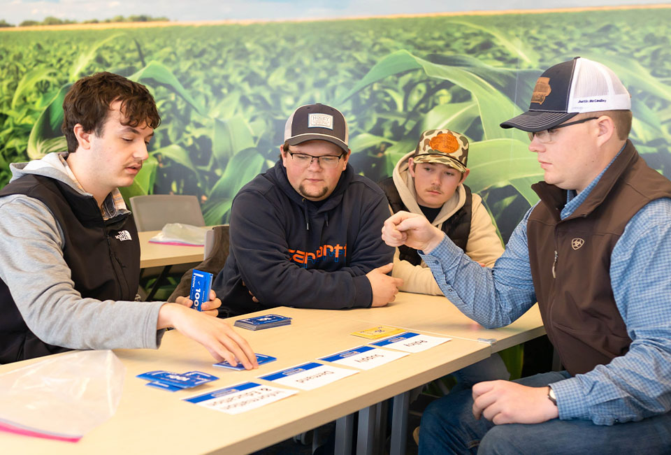 Ag students completing soybean activity