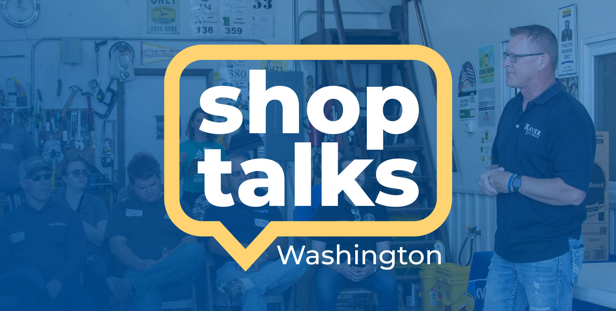 Graphic for a series of shop talks in Iowa