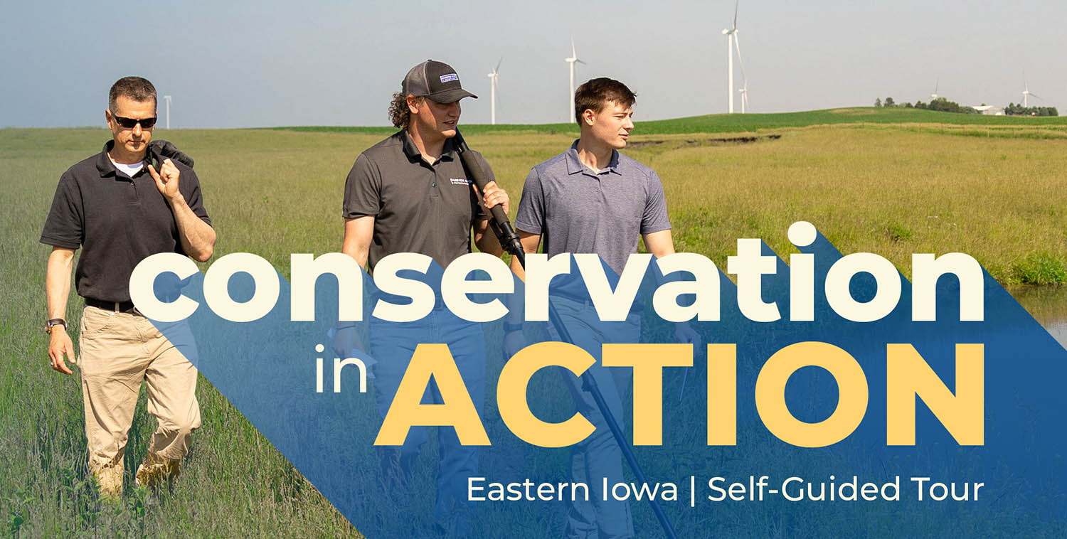 Conservation professionals walking by oxbow